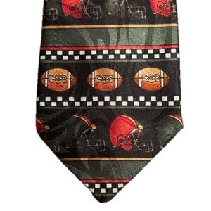 Steven Harris Footballs Helmets Green Novelty Necktie Sport Coach